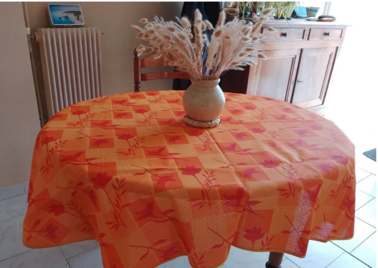 Nappe ovale orange 180 x 130 - Déco table été